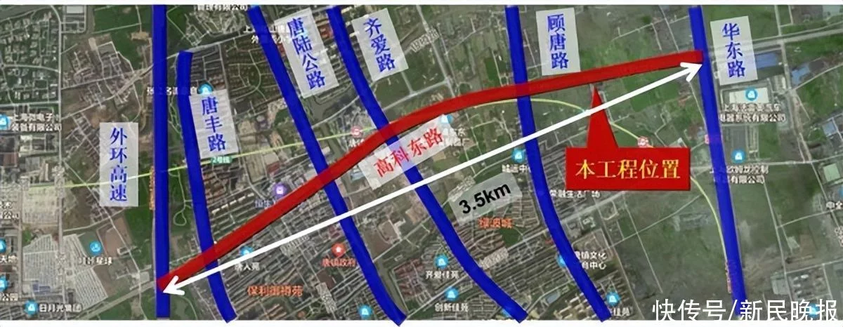 4車道變6車道！高科東路（華東路—外環線）改建工程進入道路主體施工階段(圖2)